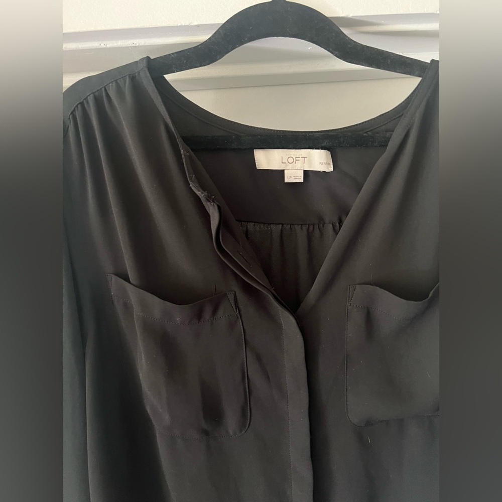 Loft Black Button Down With Pockets - image 2